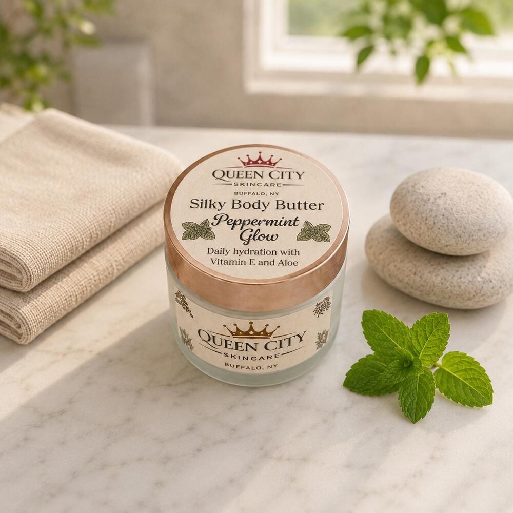 Peppermint Glow Body Butter Lightweight Moisturizer, Soft Skin Self Care Gift